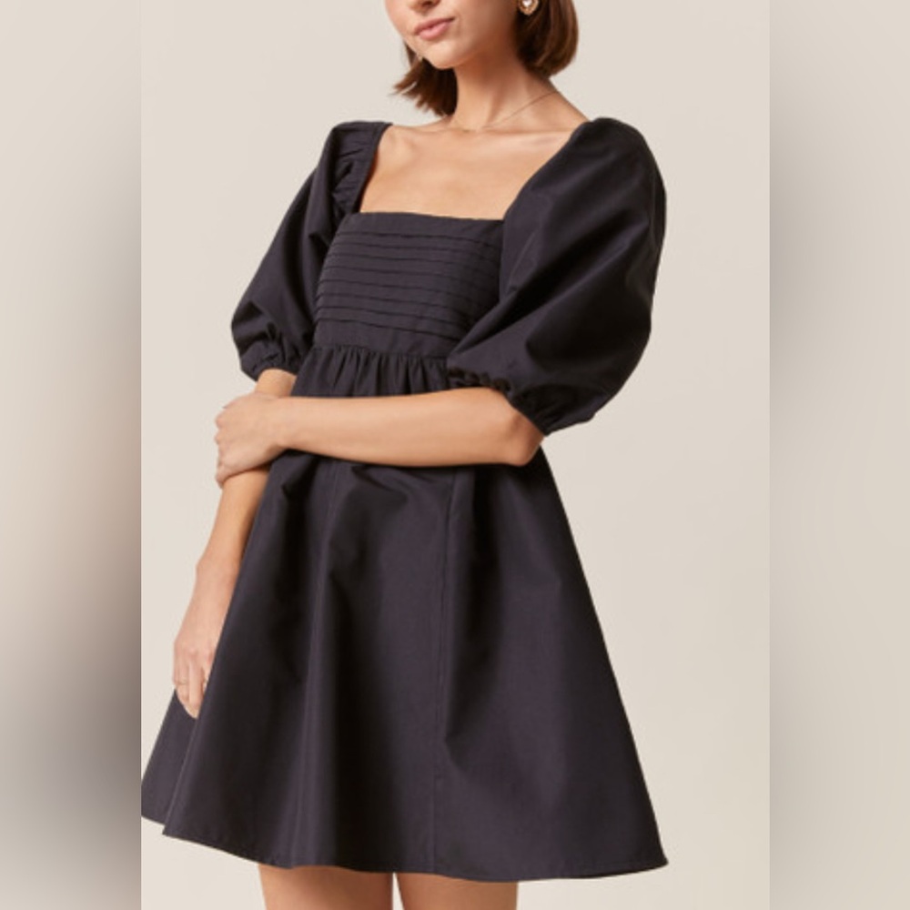 Lulu's Black Puff Sleeve Mini Dress
